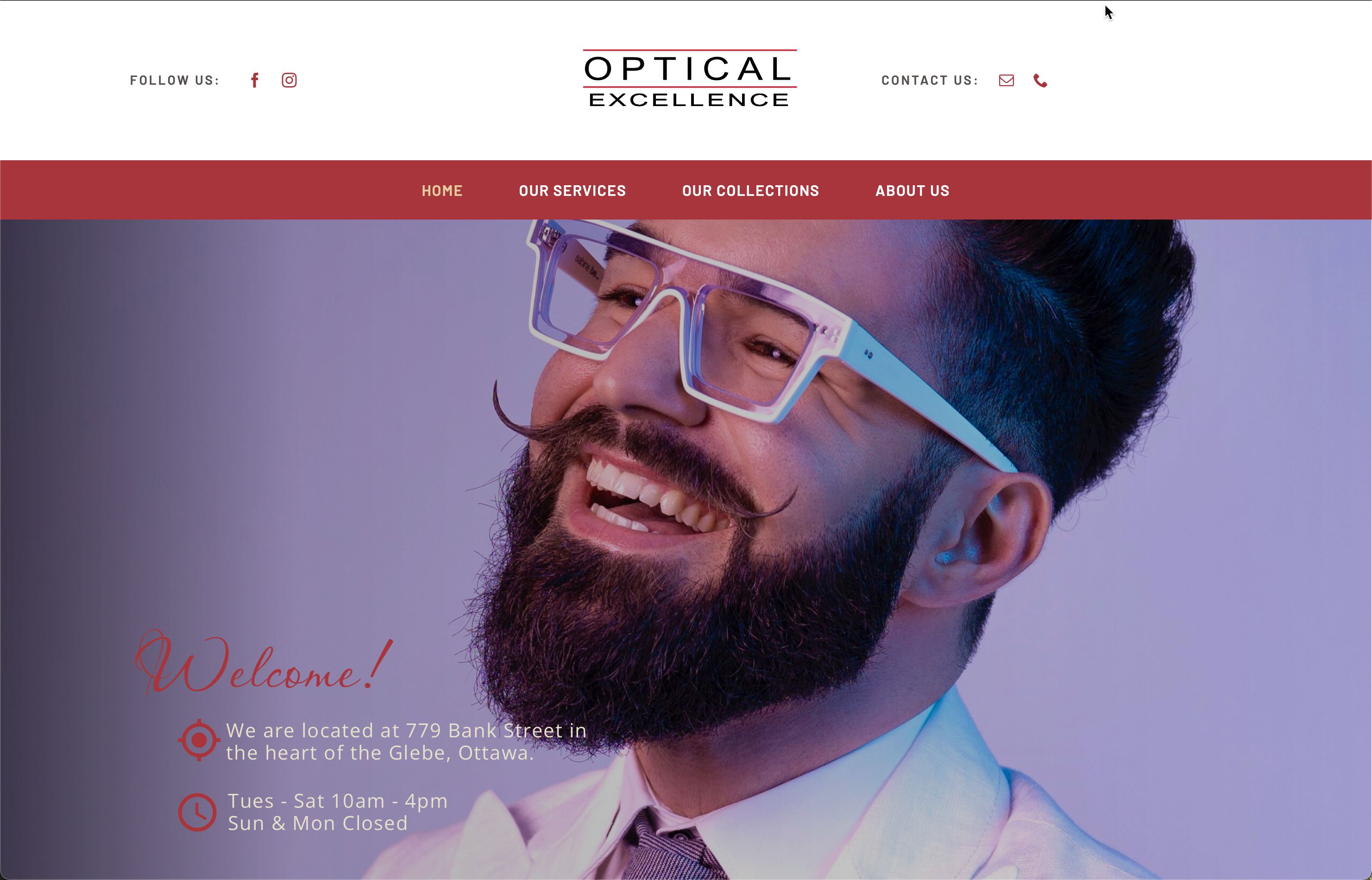 Optical Excellence website frontpage