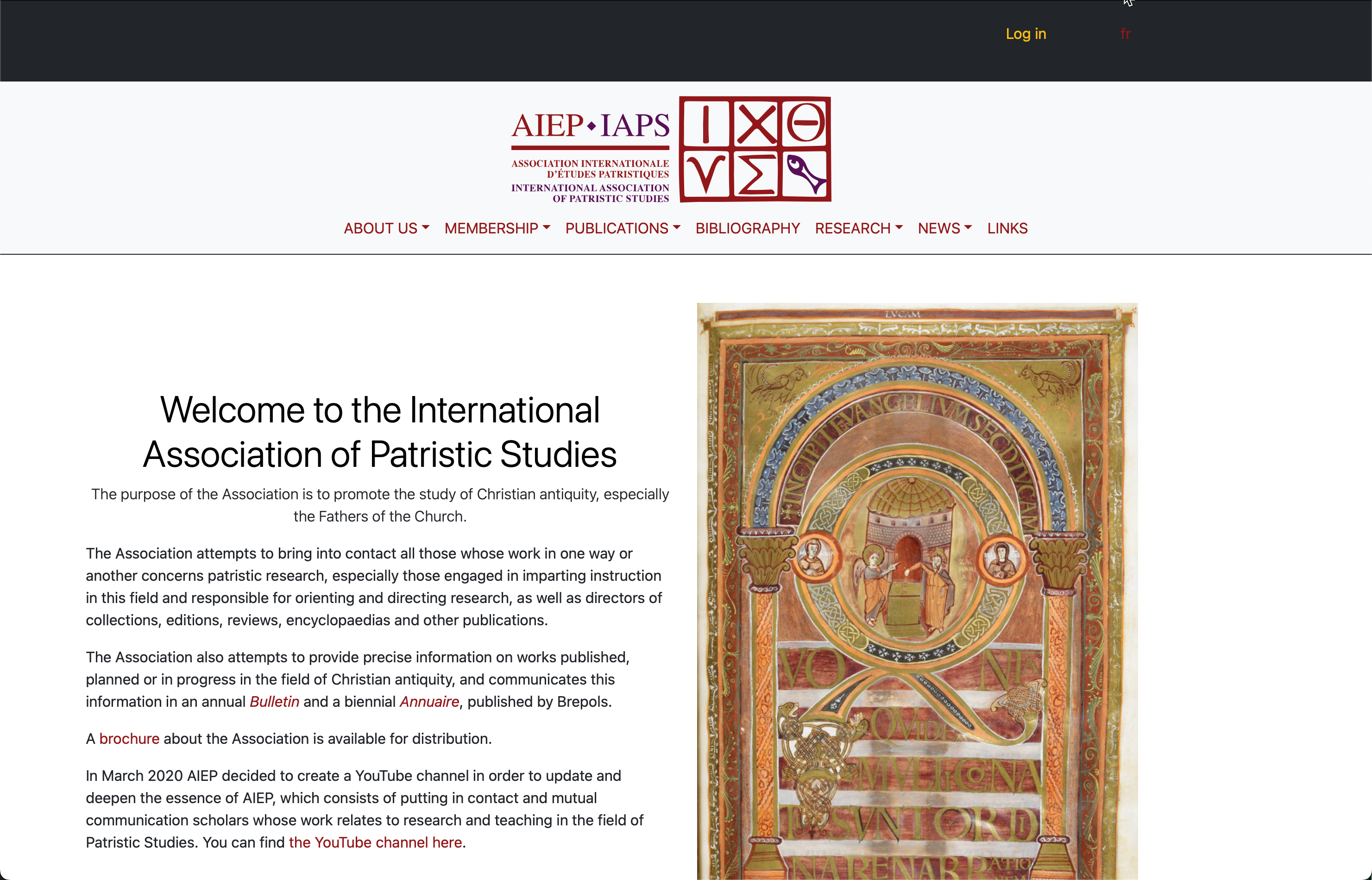 International Association of Patristic Studies website screen capture