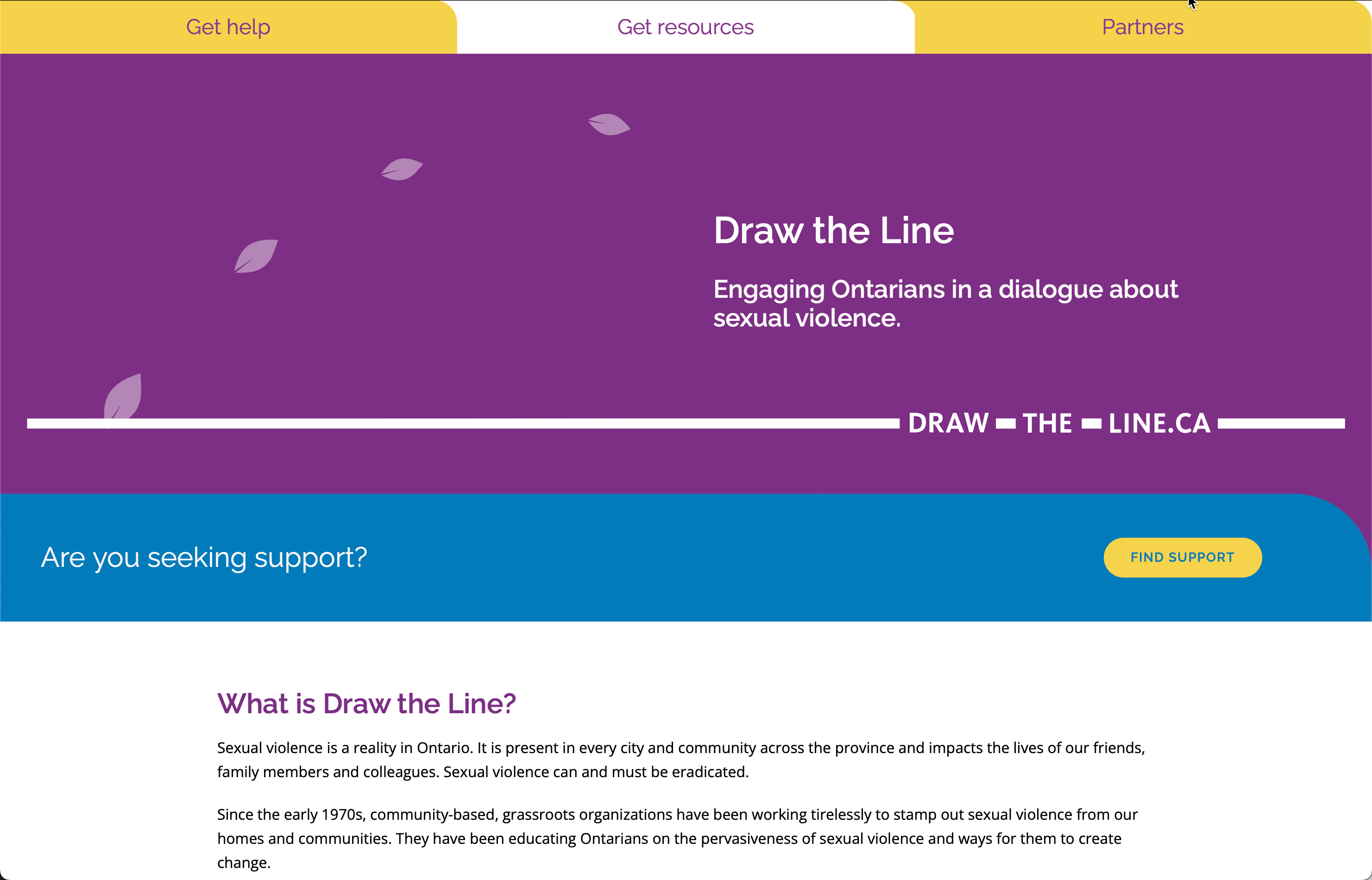 Draw the Line website screen capture of front page