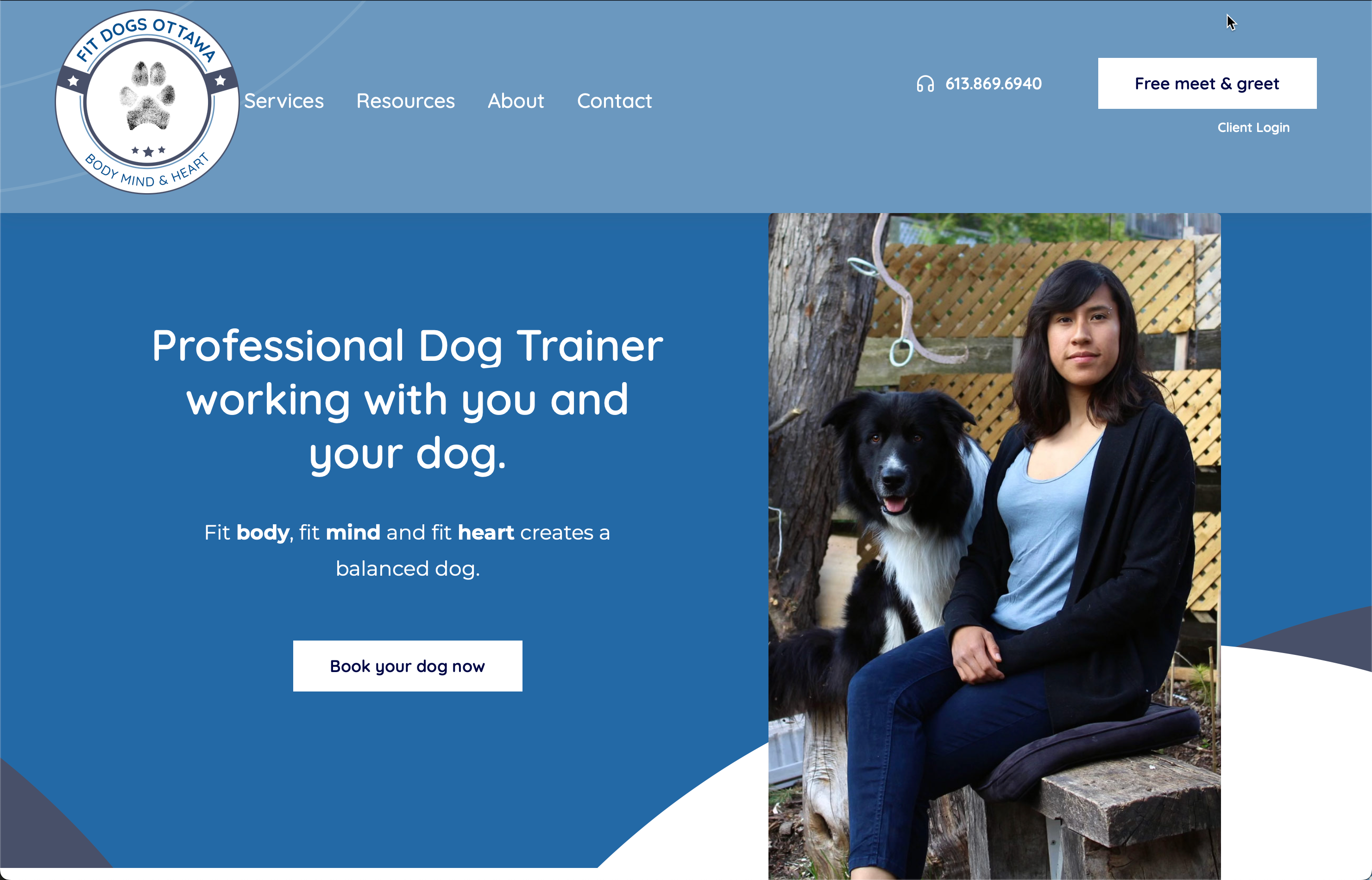 Fit Dogs Ottawa website frontpage screen capture