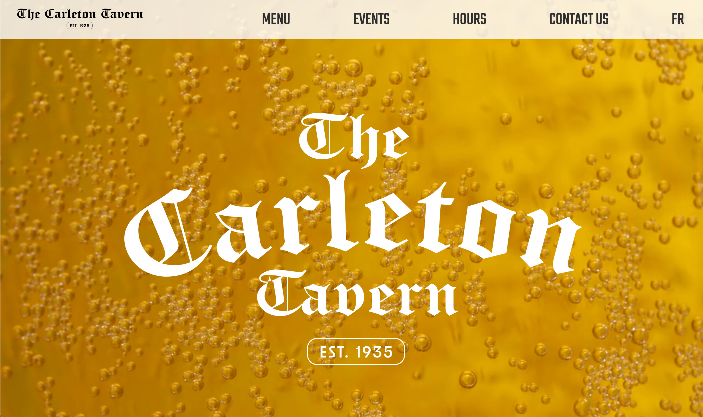 The Carleton Tavern screen capture of the home page