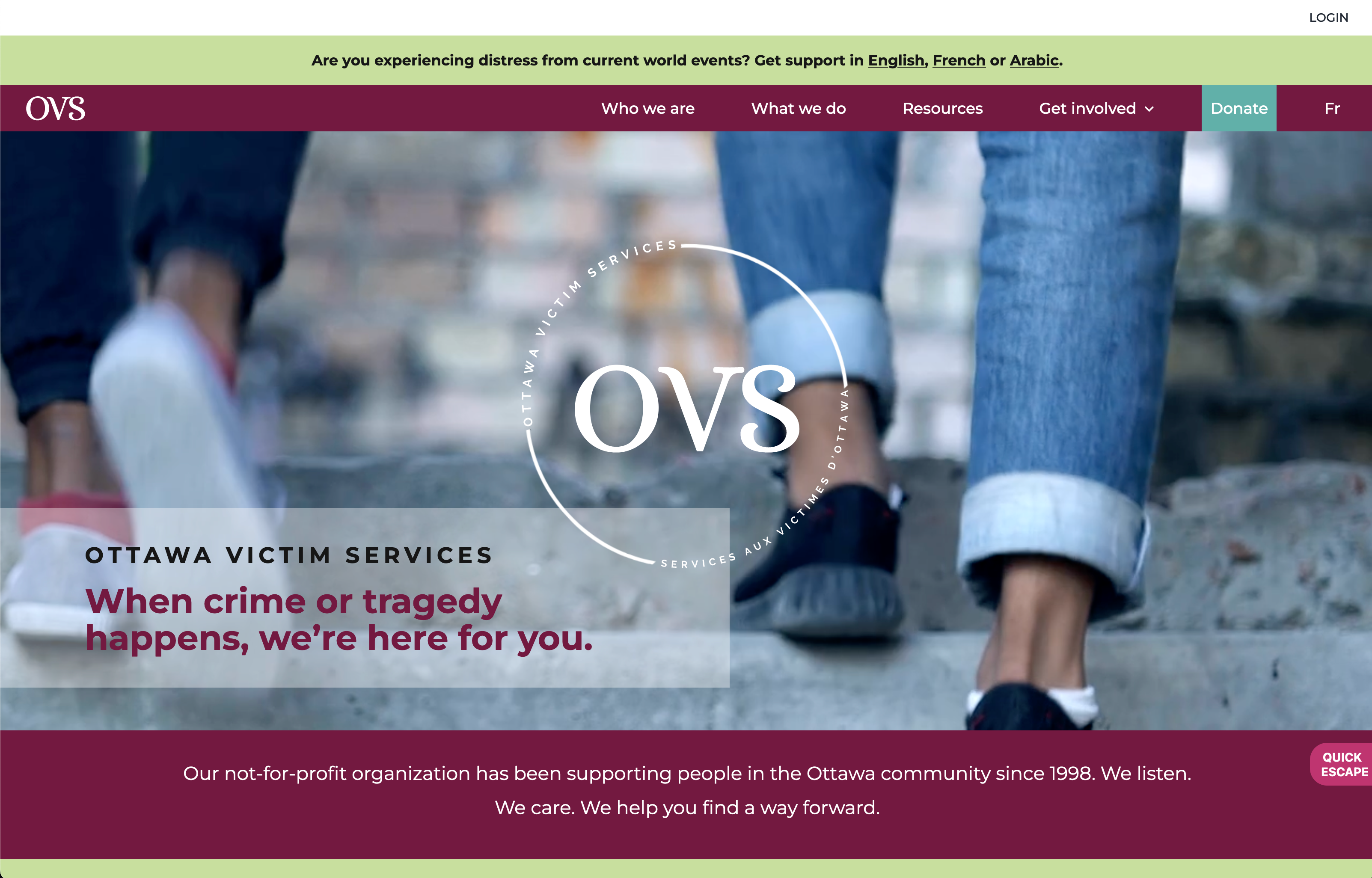 Ottawa Victim Services homepage screen capture