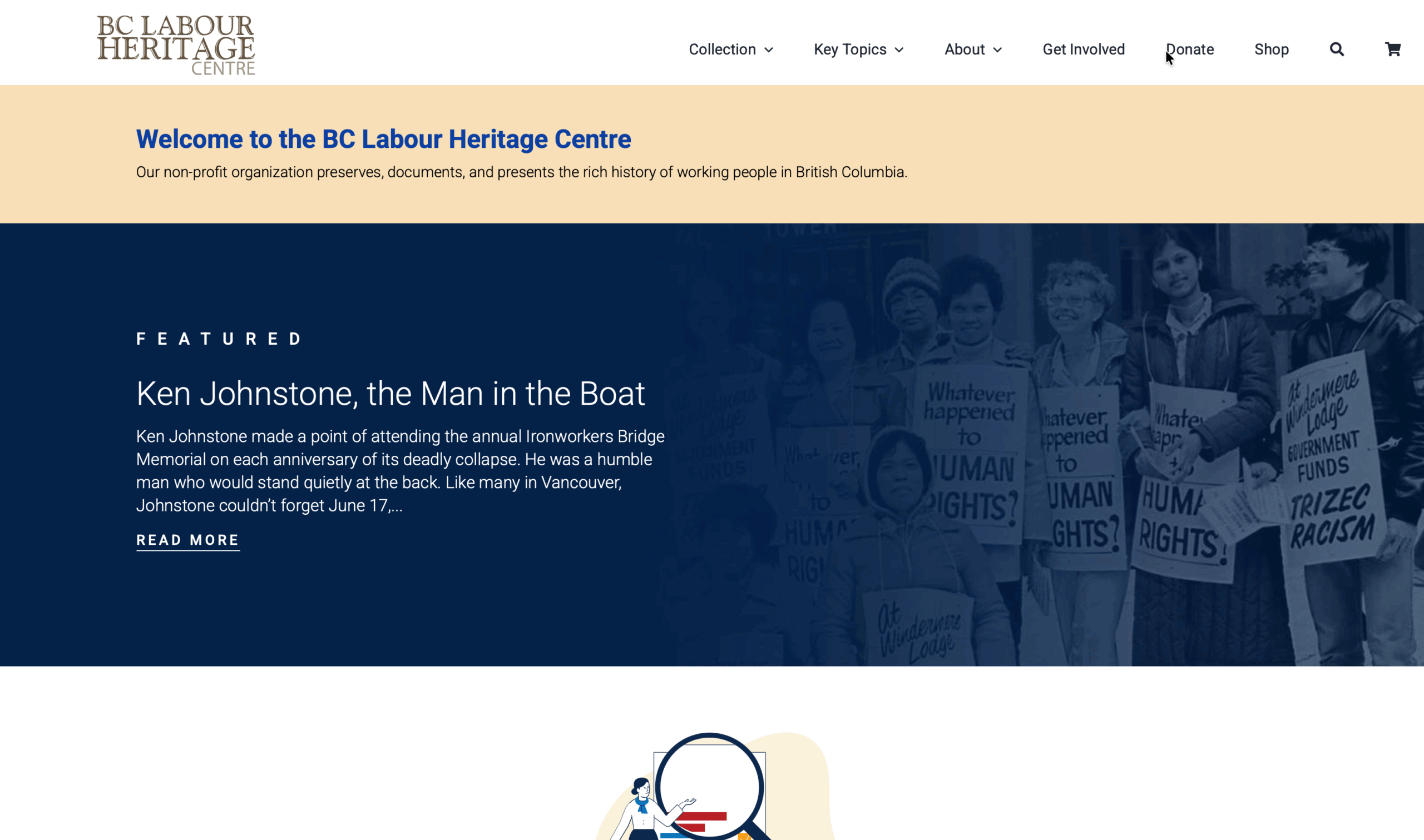 BC Labour Heritage Centre home page screen capture